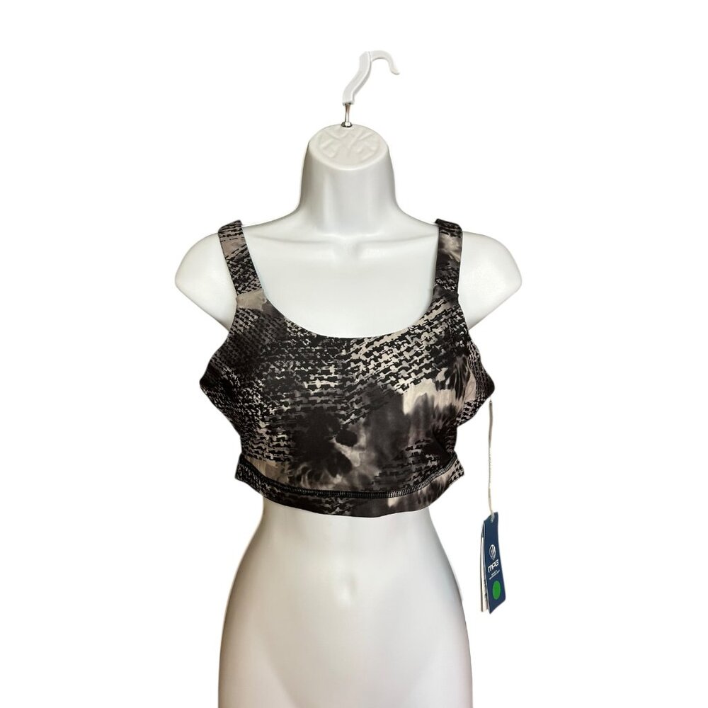 MPG  Black Gray Abstract Pattern Sports Bra Size M